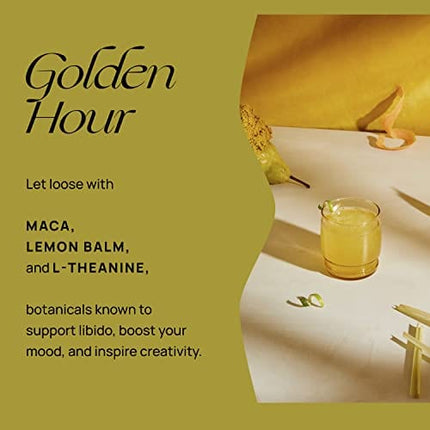 De Soi Golden Hour by Katy Perry - Sparkling Beverages Non-Alcoholic Drinks, Natural Botanicals, Adaptogen Drink, Lemon Balm, L-theanine, Vegan, Gluten-Free, Ready to Drink 4-pack cans (8 fl oz)