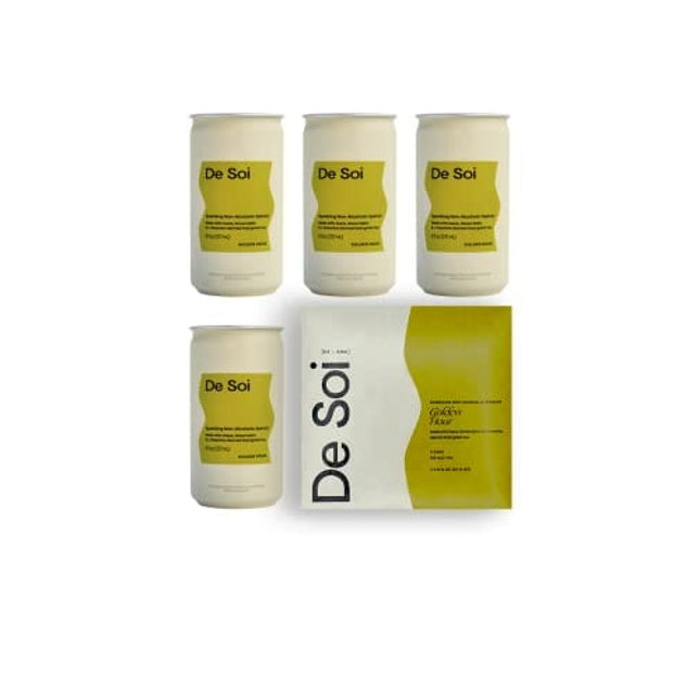 De Soi Golden Hour by Katy Perry - Sparkling Beverages Non-Alcoholic Drinks, Natural Botanicals, Adaptogen Drink, Lemon Balm, L-theanine, Vegan, Gluten-Free, Ready to Drink 4-pack cans (8 fl oz)