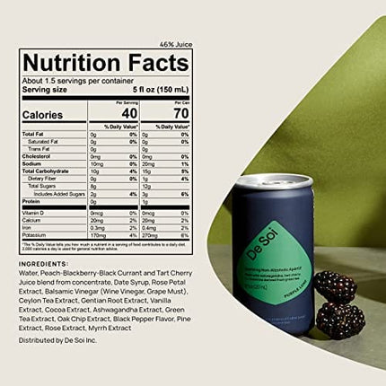 De Soi Purple Lune by Katy Perry - Sparkling Beverages Non-Alcoholic Drinks, Natural Botanical, Adaptogen Drink, Cherry, Ashwagandha, Green Tea, Vegan, Gluten-Free, Ready to Drink 4-pack cans (8 fl oz)