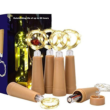 DealKits (6 Pack) Wine Bottle Cork Lights, 1 AAA Battery Operated LED Outdoor Indoor String Lights Warm White Fairy Lights for Bedroom, DIY, Party, Decoration, Christmas, Halloween, Wedding, 2.5ft