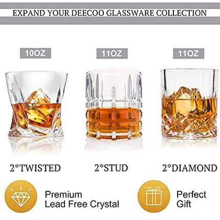DeeCoo Whiskey Glasses-Premium 10, 11 OZ Scotch Glasses Set of 6 /Old Fashioned Whiskey Glasses/Style Glassware for Bourbon/Rum glasses/Bar Tumbler Whiskey Glasses(Mixed)