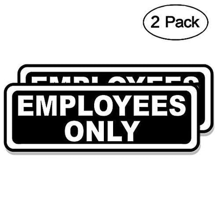 Employees Only Sticker for Doors (Pack of 2) | Black and White Laminated Vinyl 7.75 x 2.5-inches | Retail Compliance Signs for Restaurants, Retail Stores, Salons, Gas Stations, and Other