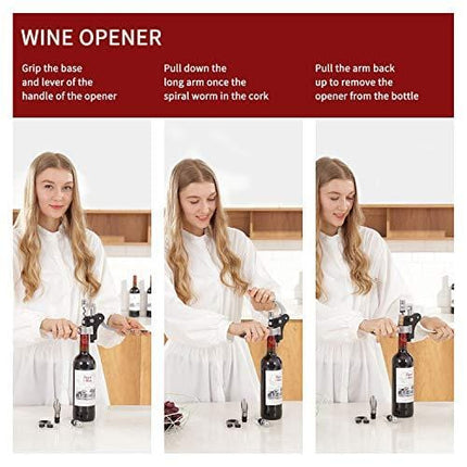 Wine Bottle Opener Rabbit Corkscrew Set-[2020 Upgraded] Demenades Wine Opener Kit With Foil Cutter,Wine Stopper And Extra Spiral,Professional Grade-Silver