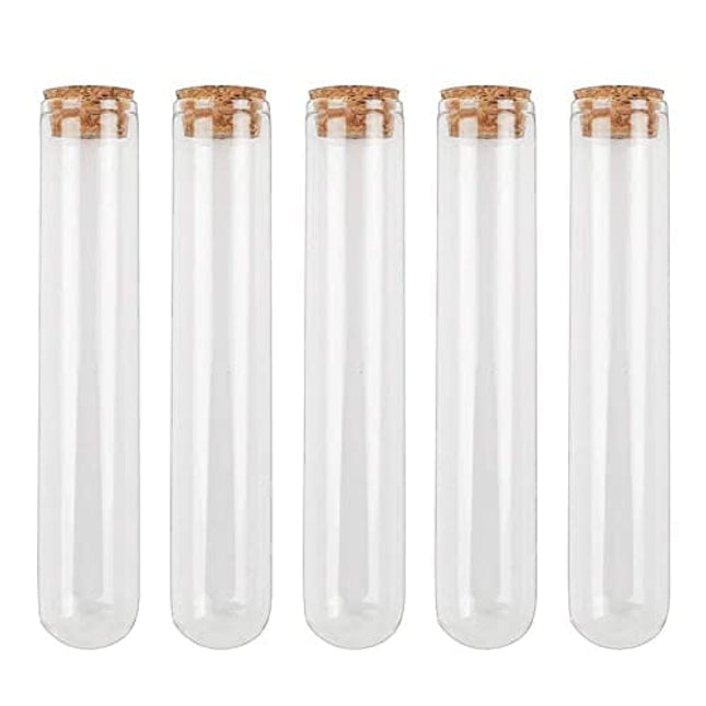 DEPEPE 25pcs 45ml Glass Test Tubes 25 x 140mm with Cork Stoppers for Bath Salt Candy Storage Science Lab Party