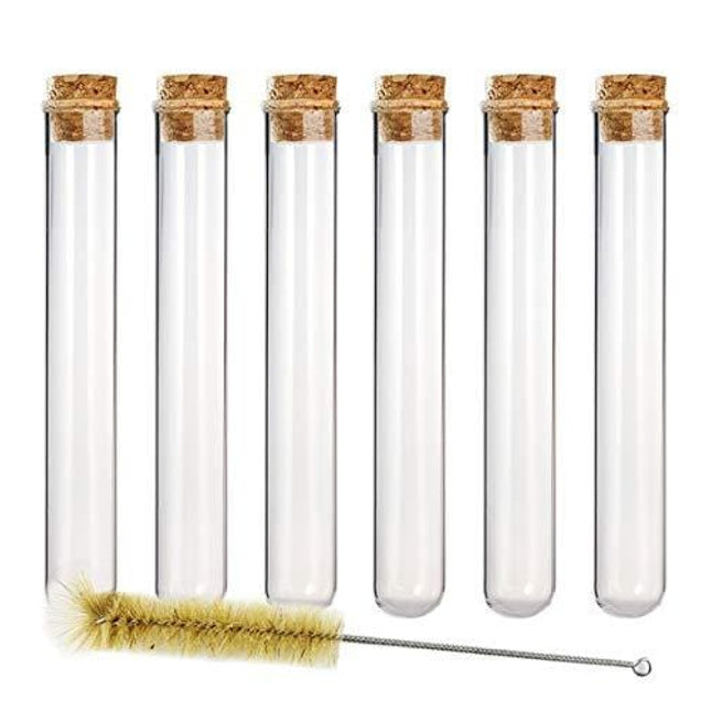 20pcs 35ml Glass Test Tubes 20 x 150mm with Cork Stoppers and Brush