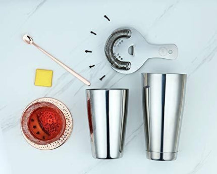 Boston Shaker Set: Weighted & Unweighted Martini Shaker With Hawthorne Strainer, 18/28oz Stainless Steel Cocktail Shaker, Professional Bartender Kits For Drink Mixing Mixology