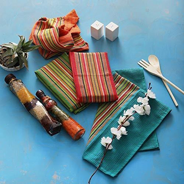 DG Collections Kitchen Dish Towels, 100% Natural Cotton, Set of 12 (16x28 Inches), Multi-Purpose Kitchen Towels, Very Soft, Highly Absorbent, Lint Free, Waffle Design Tea Towels for Kitchen Decor