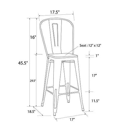 DHP Luxor 30" Metal Wood Seat, Antique Bronze, Set of 2 Bar Stool