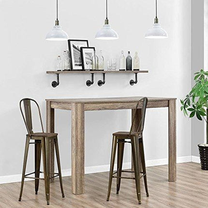 DHP Luxor 30" Metal Wood Seat, Antique Bronze, Set of 2 Bar Stool