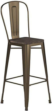 DHP Luxor 30" Metal Wood Seat, Antique Bronze, Set of 2 Bar Stool
