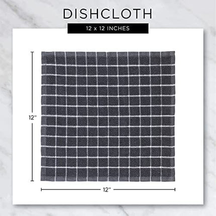 DII Basic Terry Collection Windowpane Dishcloth Set, 12x12, Aqua, 6 Piece