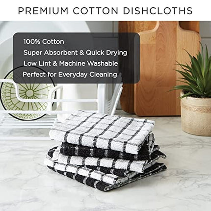 DII Basic Terry Collection Windowpane Dishcloth Set, 12x12, Aqua, 6 Piece