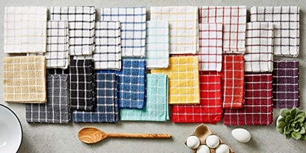 DII Basic Terry Collection Windowpane Dishcloth Set, 12x12, Aqua, 6 Piece
