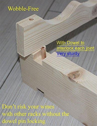 Wine Rack Pine Wood Stackable Storage Stand Display Shelves, Wobble-Free, Thicker Wood,