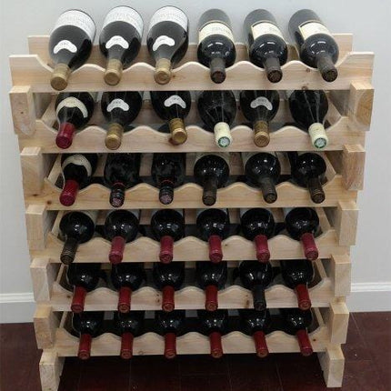 Wine Rack Pine Wood Stackable Storage Stand Display Shelves, Wobble-Free, Thicker Wood,