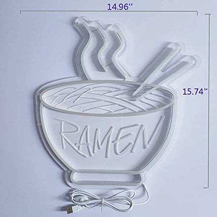 DIVATLA Unique Ramen Neon Sign with 3D Art, Powed by USB, Red Neon Sign Noodles with Dimmer for Shop, Restaurant，Wall decor