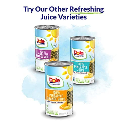 Dole Pineapple Juice, 100% Fruit Juice with Added Vitamin C, 6 Fl Oz (Pack of 6), 48 Total Cans