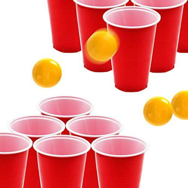 DR.DUDU Beverage Pong Cups and Balls Set, Giant Beverage Pong Game Set with 24 Cups 24 Pong Balls, 16oz