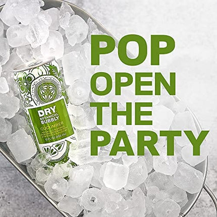 DRY Non-Alcoholic Botanical Bubbly | Cucumber | Sparkling and ready to sip or Use as a Mocktail Mixer |Less Sweet, All Natural Ingredients, Non-GMO | Sophisticatedly zero-proof, 12 Fl Oz (Pack of 12)