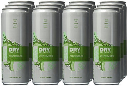 DRY Non-Alcoholic Botanical Bubbly | Cucumber | Sparkling and ready to sip or Use as a Mocktail Mixer |Less Sweet, All Natural Ingredients, Non-GMO | Sophisticatedly zero-proof, 12 Fl Oz (Pack of 12)