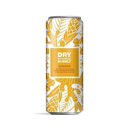 DRY Non-Alcoholic Botanical Bubbly |Ginger | Sparkling and ready to sip or Use as a Mocktail Mixer |Less Sweet, All Natural Ingredients, Non-GMO | Sophisticatedly zero-proof, 12 Fl Oz (Pack of 12)