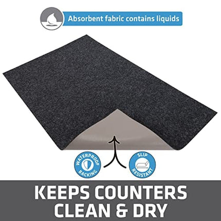 Drymate Coffee Maker Mat, (Coffee Station Bar Accessory) Protects Kitchen Countertops From Spills, Stains & Scratches - Absorbent/Waterproof/Machine Washable (USA Made) (12” x 20”) (Charcoal)