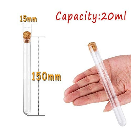 30 PCS Glass Test Tube,15x150mm Glass Tubes with Cork Stoppers,20ml Glass Test Tube for Bath Salt,Candy Storage,Plants,Party Favors,Scientific Experiments