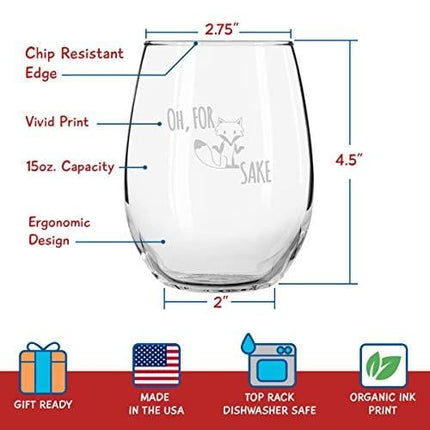 Funny Stemless Wine Glass Set | The Fox Series Pack of 4 Glasses Set | Infoxicated, Zero Fox Given, Oh for Fox Sake, Don't Fox with Me | Novelty Glasses With Cute Sayings for Women, Her | Made in USA
