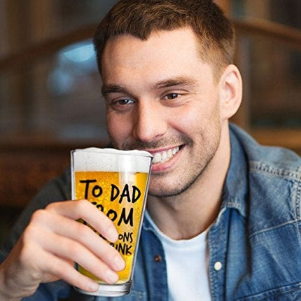To Dad From the Reasons You Drink Funny Dad Beer Glass -16 oz USA Glass -Beer Glass for the Best Dad Ever- New Dad Beer Glass Valentine's Day Gift- Affordable Fathers Day Beer Gift for Dads or Stepdad