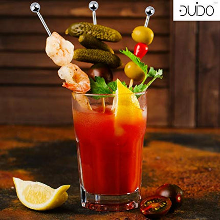 Cocktail Picks Martini Stirrers Toothpicks – (24 Pack / 4 & 8 Inch) Reusable Cocktail Picks - Stainless Steel Metal Drink Skewers Sticks for Martini Olives Appetizers Bloody Mary Brandied