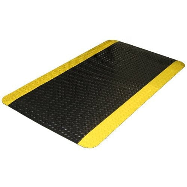 Durable Corporation-442S35BKY Vinyl Diamond-Dek Sponge Industrial Anti-Fgue Floor Mat, 3' x 5', Black with Yellow Border