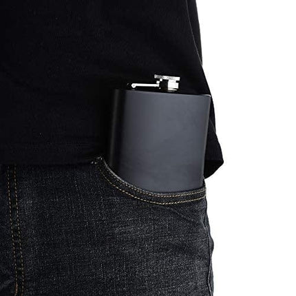 Black Flask Stainless Steel with Funnel,8 Oz, Set of 8