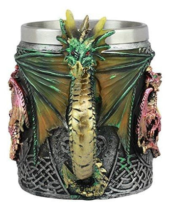 Ebros Myths And Legends The Conception Of Red Fire Oberon Dragon Beer Stein Tankard Coffee Cup Mug With Green Dragon Handle Great Gift For Dragon Lovers Party Hosting GOT Hobbit LOTR (Green Dragon)