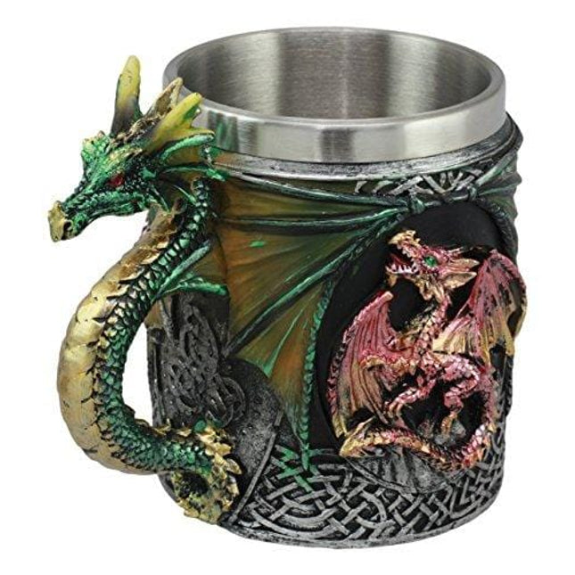 Ebros Myths And Legends The Conception Of Red Fire Oberon Dragon Beer Stein Tankard Coffee Cup Mug With Green Dragon Handle Great Gift For Dragon Lovers Party Hosting GOT Hobbit LOTR (Green Dragon)
