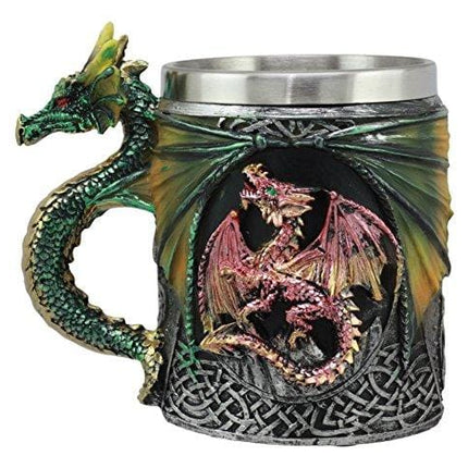 Ebros Myths And Legends The Conception Of Red Fire Oberon Dragon Beer Stein Tankard Coffee Cup Mug With Green Dragon Handle Great Gift For Dragon Lovers Party Hosting GOT Hobbit LOTR (Green Dragon)