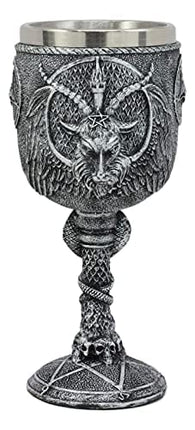 Ebros Gift Dark Satanism Occult Sabbatic Goat Baphomet Wine Goblet Drink Beverage Chalice Figurine As Satanic Lucifer Kitchen Hosting Decor Accessory Of Baphomets Goat of Mendes Knights Of Templar