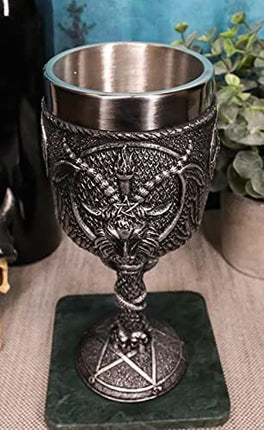 Ebros Gift Dark Satanism Occult Sabbatic Goat Baphomet Wine Goblet Drink Beverage Chalice Figurine As Satanic Lucifer Kitchen Hosting Decor Accessory Of Baphomets Goat of Mendes Knights Of Templar
