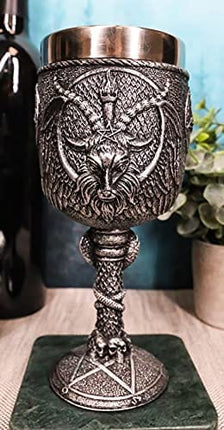 Ebros Gift Dark Satanism Occult Sabbatic Goat Baphomet Wine Goblet Drink Beverage Chalice Figurine As Satanic Lucifer Kitchen Hosting Decor Accessory Of Baphomets Goat of Mendes Knights Of Templar