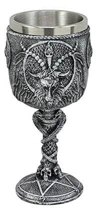 Ebros Gift Dark Satanism Occult Sabbatic Goat Baphomet Wine Goblet Drink Beverage Chalice Figurine As Satanic Lucifer Kitchen Hosting Decor Accessory Of Baphomets Goat of Mendes Knights Of Templar