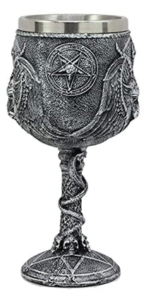 Ebros Gift Dark Satanism Occult Sabbatic Goat Baphomet Wine Goblet Drink Beverage Chalice Figurine As Satanic Lucifer Kitchen Hosting Decor Accessory Of Baphomets Goat of Mendes Knights Of Templar
