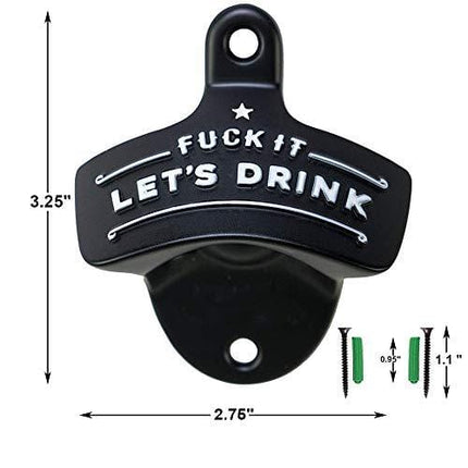 Bottle Opener Wall Mounted, Christmas Funny Wall Mount Bottle Opener for Men Dad Beer Lovers,Novelty Birthday Fathers Day with Mounting Screws Wall Anchors（1 Pack)