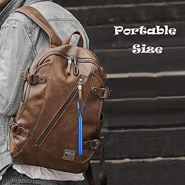 4 Pack Portable Reusable Metal Straw Collapsible Stainless Steel Drinking Straw Telescopic Straw to Drink Water Smoothie with Aluminum Key-chain Case & Cleaning Brush （Silver & blue & red & green）