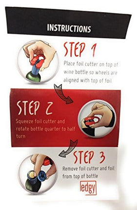 Edgy Wine Premium Wine Foil Cutter. Perfect Wine Bottle Opening Accessory For Wine Lovers. Red.