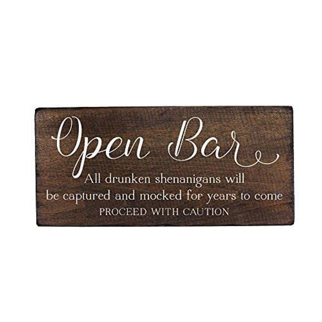 Elegant Signs Wedding Open Bar Sign Drunken Shenanigans for Party Decoration by Fun Sign for Your Reception
