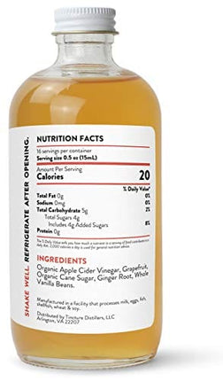 Element Shrub - All-Natural Grapefruit Vanilla Shrub Drink Mix - Uses Apple Cider Vinegar (Organic), Grapefruit & Whole Vanilla Beans - Organic Apple Cider Vinegar Drink & Cocktail Mix - 8 Ounces