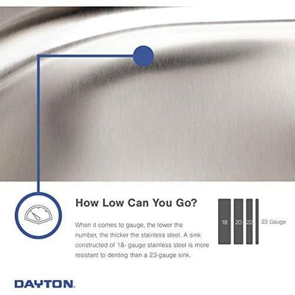 Dayton D115153 Single Bowl Top Mount Stainless Steel Bar Sink