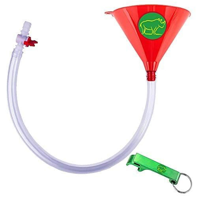 Beer Bong Funnel With Valve - Kink Free Long Tube- Shotgun Tool Bottle Opener & E-Book - Great Beer Funnel For Drinking Games
