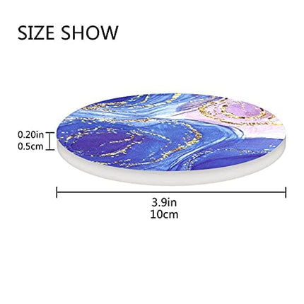 Coasters for Drinks Absorbent - Gilt Ceramic Stone Marble Cup Coaster Sets of 8 Pack Anti Scratch Cork Base with Holder 3.9" for Wooden Coffee Table Bar Housewarming Gifts | Home and Dining Room Decor