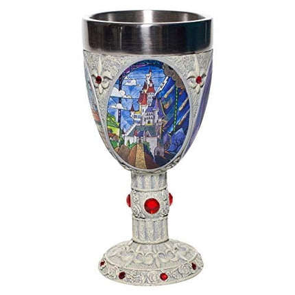 Enesco Disney Showcase Beauty and The Beast Stained Glass Scenes Decorative Chalice Goblet Cup, 1 Count (Pack of 1), Multicolor