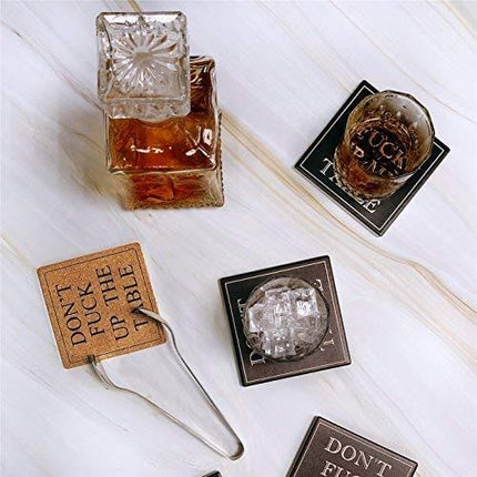 ENKORE Funny Coasters For Drinks Absorbent - DON'T F UP THE TABLE (Uncensored) - 8 Pack 4" Square Pad, Bigger Than Standard Cork Cup Coaster,Light Weight,Disposable - Perfect Housewarming Hostess Gift